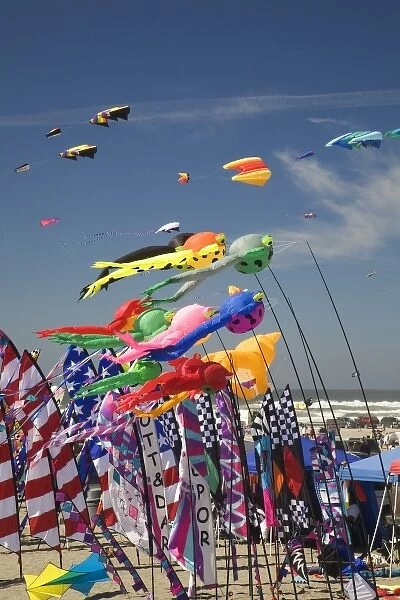 WA, Long Beach, International Kite Festival, Kites and banners