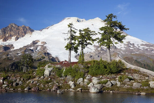 WA, Mount Baker National Recreation Area, Park Butte, Mount Baker, with alpine tarn