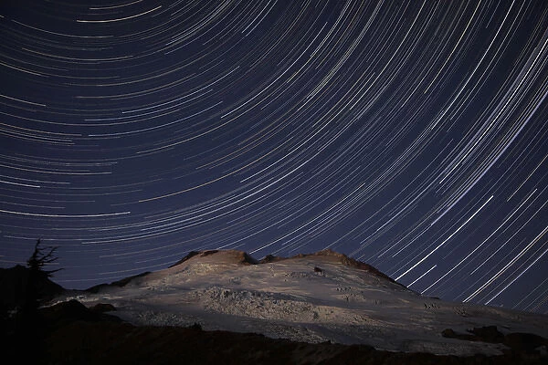 WA, Mount Baker National Recreation Area, Park Butte, Mount Baker with star trail