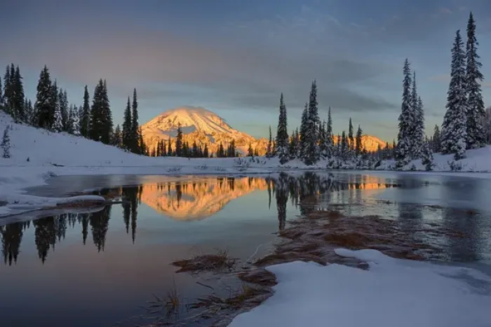 Framed Print : WA, Mount Rainier National Park, Mount Rainier and Upper Tipsoo Lake