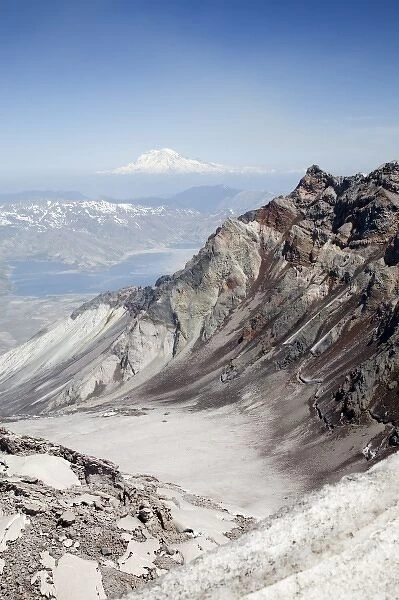 WA, Mount Saint Helens National Volcanic Monument, view from the crater rim, Spirit Lake and Mt