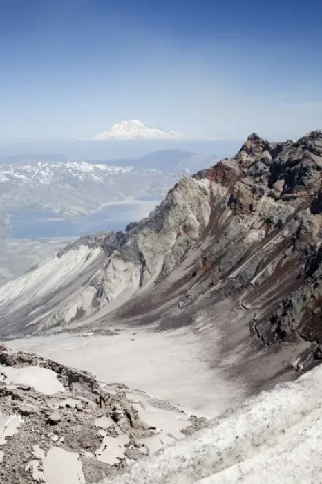 Framed Print : WA, Mount Saint Helens National Volcanic Monument, view from the crater rim, Spirit Lake and Mt