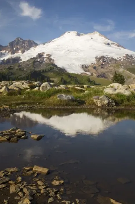 Framed Print : WA, Mt. Baker NRA, Mt. Baker reflected in tarn near Park Butte Framed Print : WA, Mt. Baker NRA, Mt. Baker reflected in tarn near Park Butte