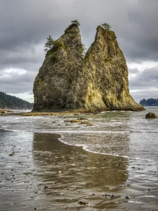 Framed Print : WA, Olympic National Park, Rialto Beach, Seastack and stormy sky Framed Print : WA, Olympic National Park, Rialto Beach, Seastack and stormy sky