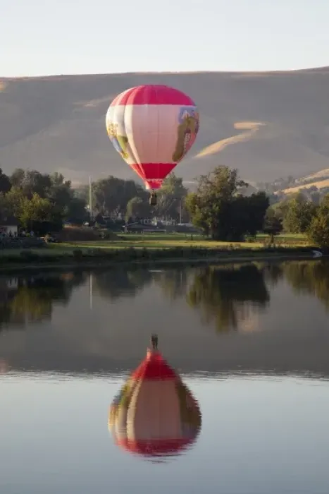 Framed Print : WA, Prosser, The Great Prosser Balloon Rally, Hot air balloon over the Yakima River Framed Print : WA, Prosser, The Great Prosser Balloon Rally, Hot air balloon over the Yakima River