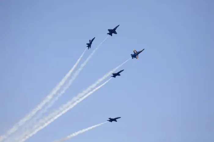 Framed Print : WA, Seattle, The Blue Angels, performing at SEAFAIR, F  /  A-18 Hornet aircraft