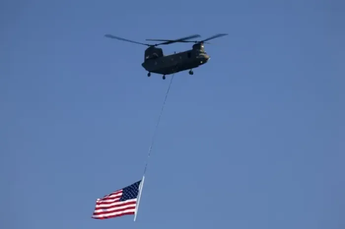 Framed Print : WA, Seattle, Boeing Chinook Helicopter with American Flag, at SEAFAIR Framed Print : WA, Seattle, Boeing Chinook Helicopter with American Flag, at SEAFAIR