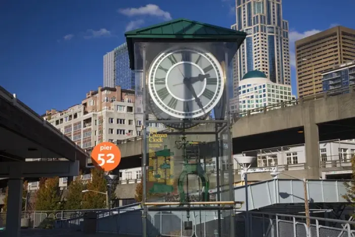 Framed Print : WA, Seattle, The Colman Clock at Seattle Ferry Terminal at Colman Dock