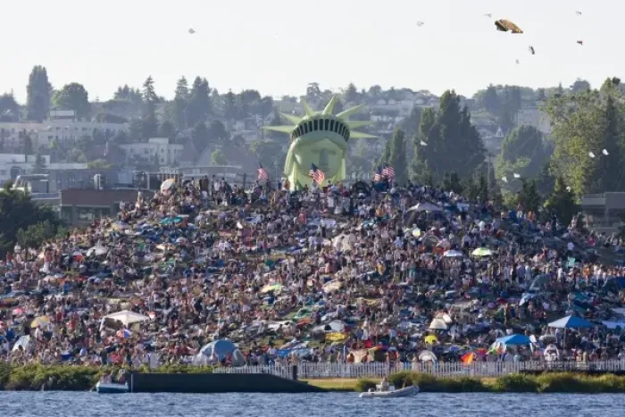 Framed Print : WA, Seattle, Gasworks Park, 4th of July
