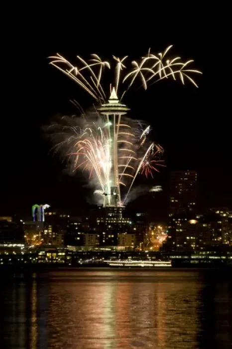 Framed Print : WA, Seattle, New Years Eve celebration at the Space Needle Framed Print : WA, Seattle, New Years Eve celebration at the Space Needle