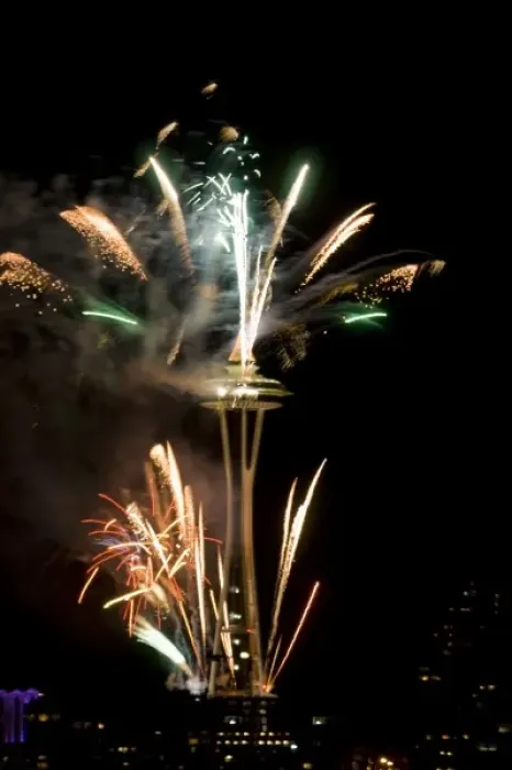 Framed Print : WA, Seattle, New Years Eve celebration at the Space Needle Framed Print : WA, Seattle, New Years Eve celebration at the Space Needle