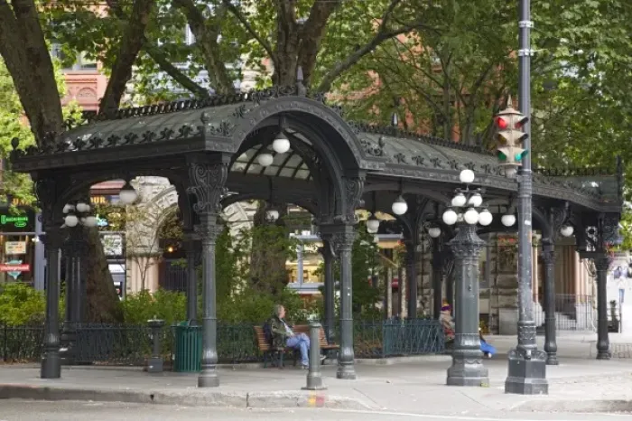 Framed Print : WA, Seattle, Pergola at historic Pioneer Square Framed Print : WA, Seattle, Pergola at historic Pioneer Square