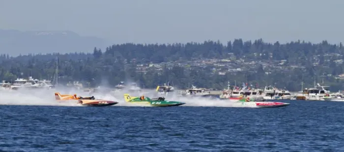 Framed Print : WA, Seattle, Seafair, Vintage Hydroplane Races, Lake Washington