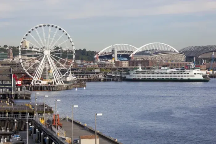 Framed Print : WA, Seattle, The Seattle Great Wheel, at Pier 57 on the waterfront