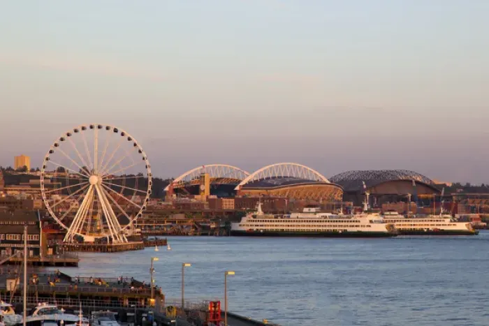 Framed Print : WA, Seattle, The Seattle Great Wheel, at Pier 57 on the waterfront