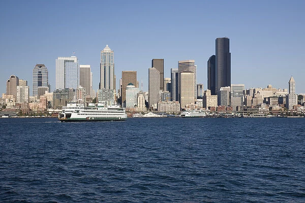 WA, Seattle, Seattle skyline from Elliott Bay