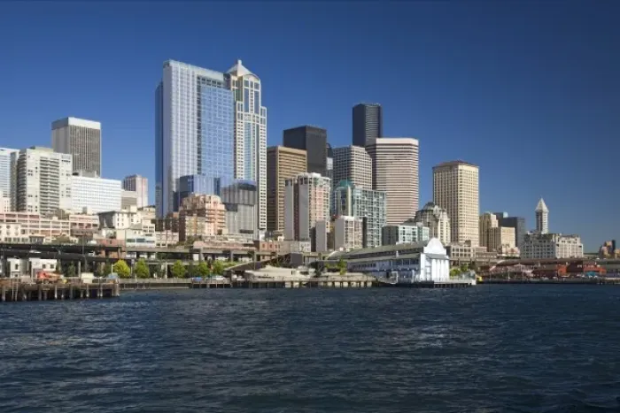 Framed Print : WA, Seattle, Seattle skyline from Elliott Bay Framed Print : WA, Seattle, Seattle skyline from Elliott Bay