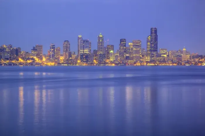 Framed Print : WA, Seattle, Seattle skyline and Elliott Bay from West Seattle Framed Print : WA, Seattle, Seattle skyline and Elliott Bay from West Seattle