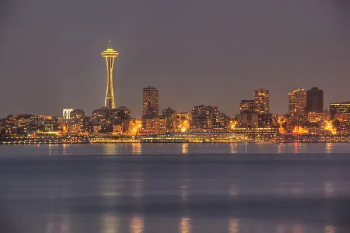 Framed Print : WA, Seattle, Seattle skyline and Elliott Bay from West Seattle Framed Print : WA, Seattle, Seattle skyline and Elliott Bay from West Seattle