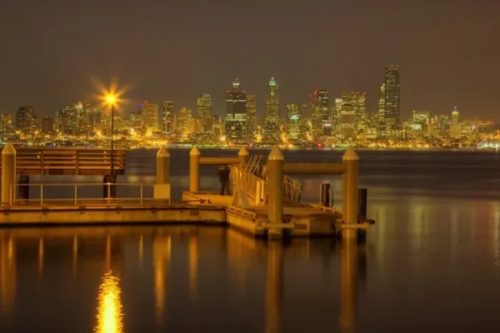 Framed Print : WA, Seattle, Seattle skyline and Elliott Bay from West Seattle Framed Print : WA, Seattle, Seattle skyline and Elliott Bay from West Seattle