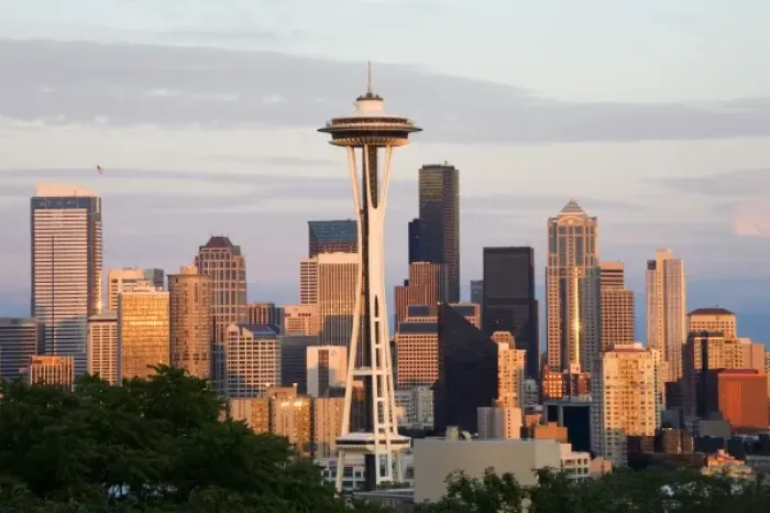 Framed Print : WA, Seattle, Seattle skyline with Space Needle, view from Kerry Park Framed Print : WA, Seattle, Seattle skyline with Space Needle, view from Kerry Park