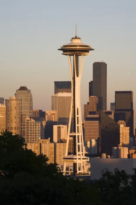 Framed Print : WA, Seattle, Seattle skyline with Space Needle, view from Kerry Park