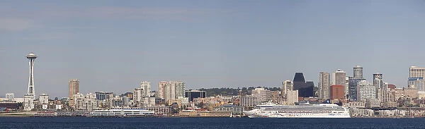 WA, Seattle, Seattle skyline, view from Alki, West Seattle