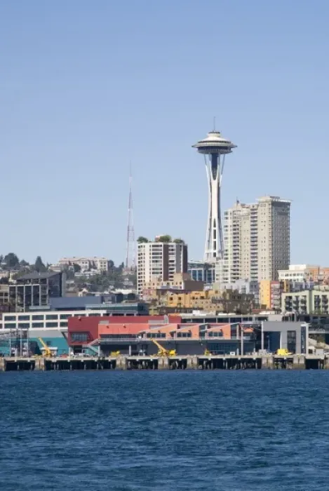 Framed Print : WA, Seattle, Seattle Space Needle and skyline from Elliott Bay Framed Print : WA, Seattle, Seattle Space Needle and skyline from Elliott Bay