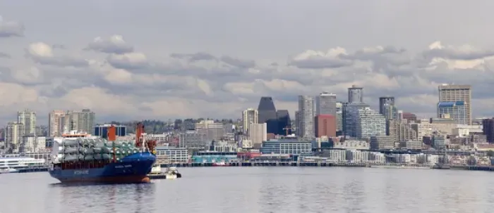 Framed Print : WA, Seattle, Ship anchored on Elliott Bay Framed Print : WA, Seattle, Ship anchored on Elliott Bay