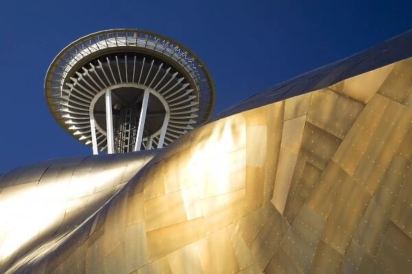 WA, Seattle, Space Needle with Experience Music Project