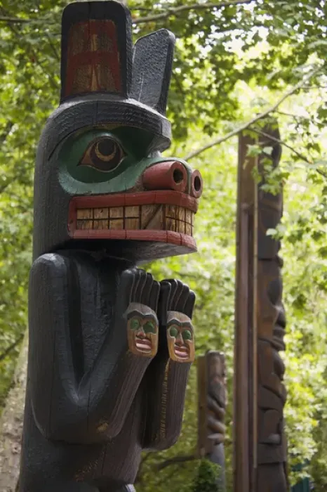 Framed Print : WA, Seattle, Spirit of Kwakiutl totem at Occidental Park Framed Print : WA, Seattle, Spirit of Kwakiutl totem at Occidental Park