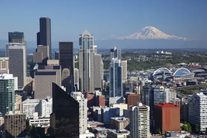 Framed Print : WA, Seattle, view from Seattle Space Needle