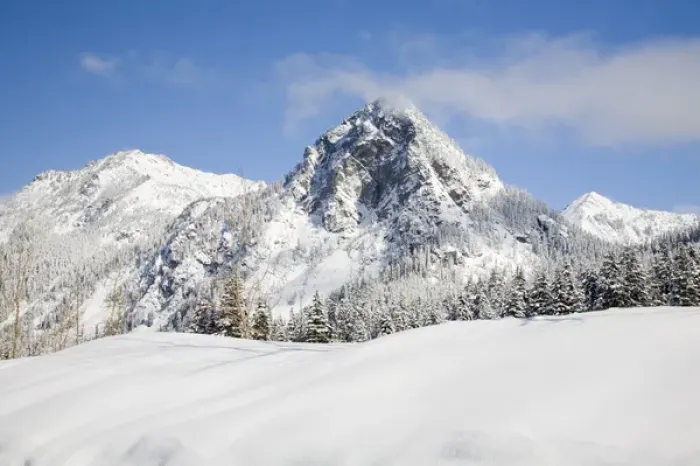Framed Print : WA, Snoqualmie Pass, Guye Peak(center) and Snoqualmie Mountain, Red Mountain to the right