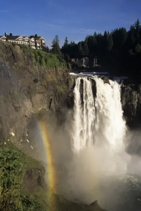 Framed Print : WA, Snoqualmie, Snoqualmie Falls and Salish Lodge with rainbow, 268 falls Framed Print : WA, Snoqualmie, Snoqualmie Falls and Salish Lodge with rainbow, 268 falls