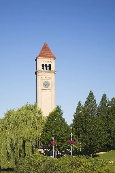 WA, Spokane, Clock Tower at Riverfront Park