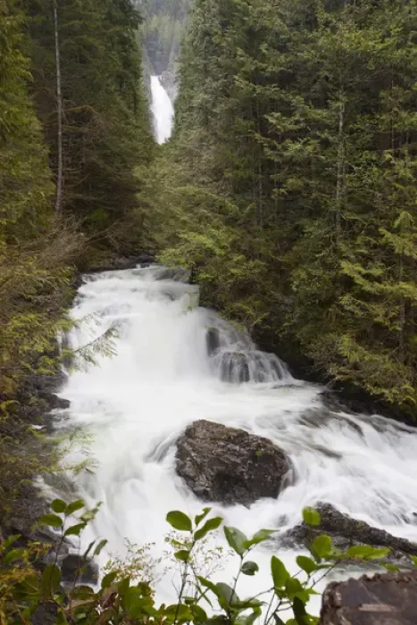 Framed Print : WA, Wallace Falls State Park, Wallace River, Wallace Falls in background Framed Print : WA, Wallace Falls State Park, Wallace River, Wallace Falls in background