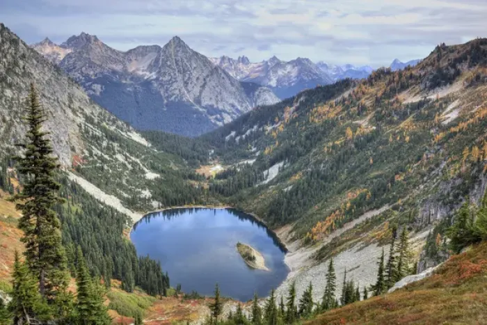 Framed Print : WA, Wenatchee NF; Lake Ann from Maple Pass Loop trail