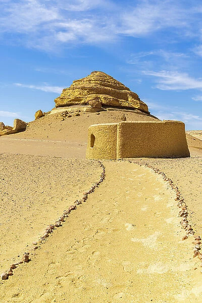 Wadi al Hitan, Faiyum, Egypt. Small building along the interpretive trail at Wadi el-Hitan paleontological site. (Editorial Use Only)