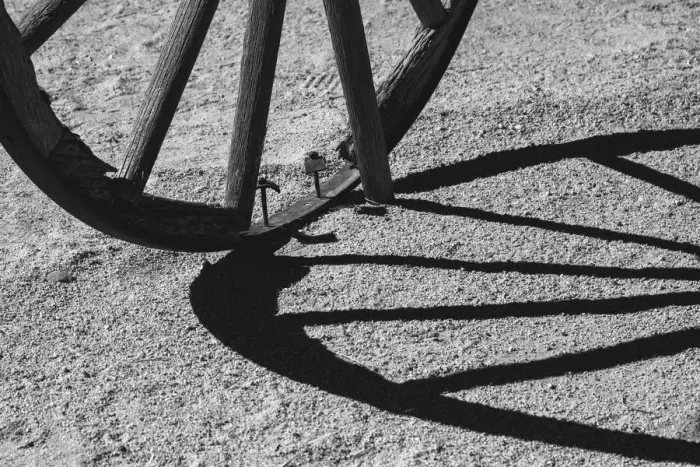 Framed Print : Wagon wheel shadows, California Framed Print : Wagon wheel shadows, California