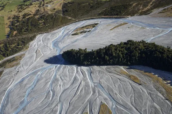 Framed Print : Waiho River near Franz Josef Glacier, West Coast, South Island, New Zealand - aerial Framed Print : Waiho River near Franz Josef Glacier, West Coast, South Island, New Zealand - aerial