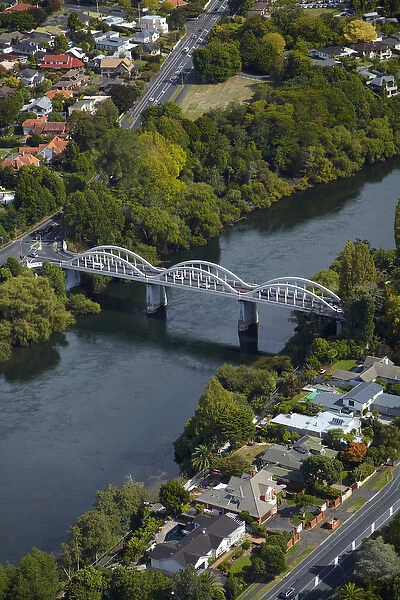 Waikato River and Fairfield Bridge (1937), Hamilton, Waikato, North Island, New Zealand