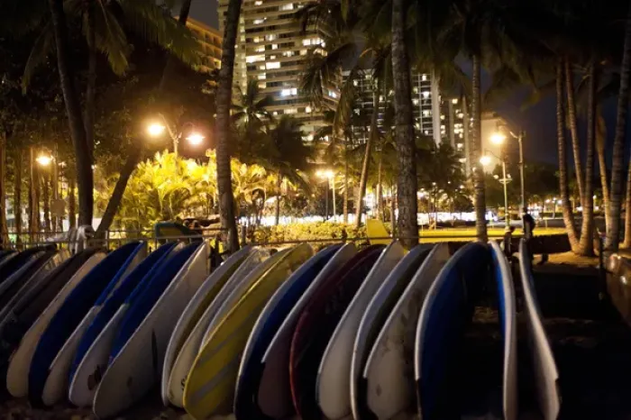 Framed Print : Waikiki beach by night Framed Print : Waikiki beach by night