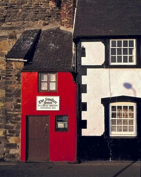 Wales, Conwy Co. Conwy. The smallest house in Britain is hard to miss in Conwy, Conwy Co