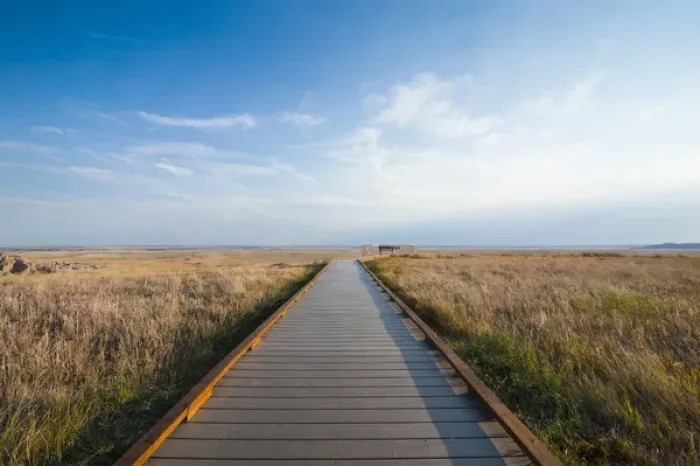 Framed Print : Walkway going through the Badlands National Park, South Dakota, USA Framed Print : Walkway going through the Badlands National Park, South Dakota, USA