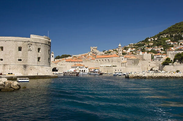 Walled City of Dubrovnik and Old Harbor, Southeastern Tip of Croatia, Dalmation Coast