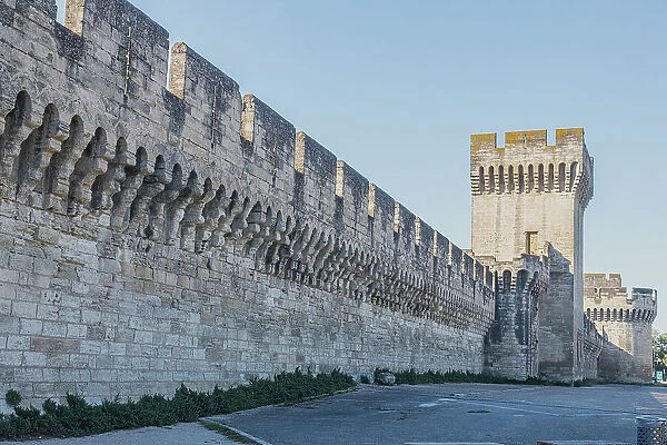 Walls built to protect the Pope's Palace in the city of Avignon in Provence, France. During the 14th and 15th centuries