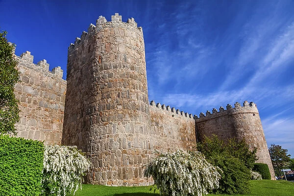 Walls Turrets Arch Castle Avila Castile Spain. Described as the most 16th century town in Spain