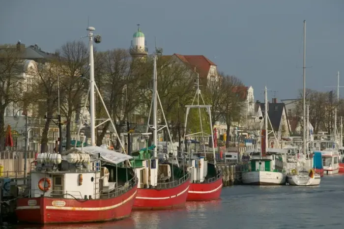 Framed Print : warnemunde waterfront