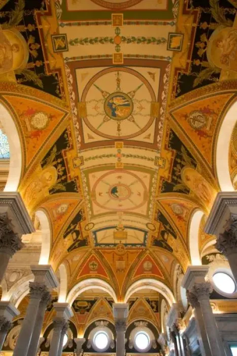 Framed Print : WASHINGTON, D. C. USA. Ceiling of second floor passage in Great Hall of Jefferson Building Framed Print : WASHINGTON, D. C. USA. Ceiling of second floor passage in Great Hall of Jefferson Building