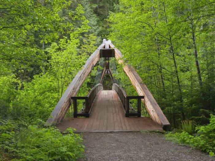 Framed Print : Washington State, Central Cascades. Footbridge, over Middle Fork Snoqualmie River Framed Print : Washington State, Central Cascades. Footbridge, over Middle Fork Snoqualmie River